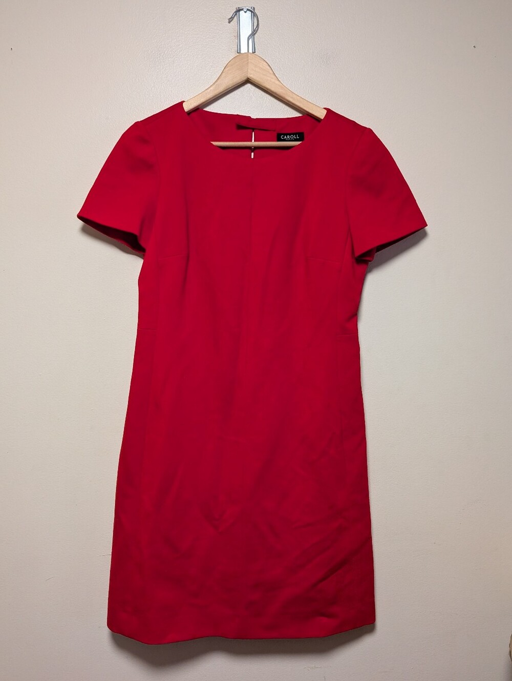 Caroll Paris Red Short Sleeve Sheath Dress Size 40